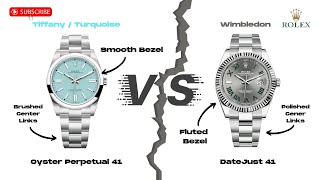 Rolex Oyster Perpetual 41 vs DateJust 41  Tiffany Turquoise vs Wimbledon [upl. by Voss400]