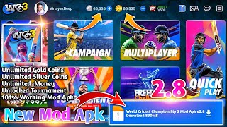 World Cricket Championship 3 Mod Apk v28  World Cricket Championship Hack v28  WCC3 New Mod Apk [upl. by Adnohryt]