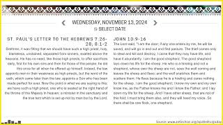 Twentyfirst Week After Pentecost Wednesday  Hebrews 72628 812 amp John 10916  Nov 13 2024 [upl. by Gnous]