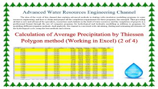 Calculation of Average Precipitation by Thiessen Polygon method Working in Excel 2 of 4 [upl. by Terrene]