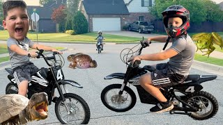 DiRT BIKE RIDING ADVENTURE with CALEB and MOM dirt bikes Kids Bug Hunt amp FROGS [upl. by Ecyt]