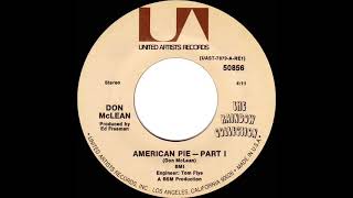 1972 HITS ARCHIVE American Pie  Don McLean a 1 recordstereo 45 single version [upl. by Nehtanhoj]