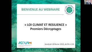 Webinaire quotLoi Climat et résilience  premiers décryptagesquot [upl. by Nesnah]