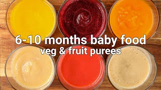 610 months baby food  vegetable puree amp fruit puree  stage 1 homemade baby food  hebbars [upl. by Kir759]