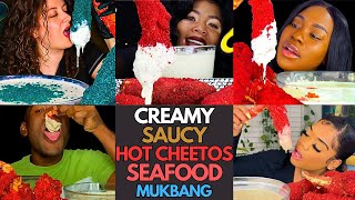 🦀🔥🤤ASMR Cheesy Spicy Hot Cheetos Seafood Boil Mukbang  MUKBANG COMPILATION🌶️🔥🍤 [upl. by Elok]