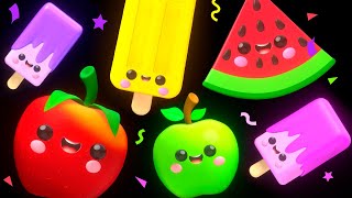 BABY FRUIT DANCING with Ice Cream 🍎🍊🍋‍🍏🍇 Sensory Video 🍨😍🍭😋 [upl. by Elockcin]