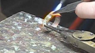 Making a TwoTone Square Palladium Ring with Rose Gold and Yellow Gold inserts  By Mark Lloyd [upl. by Noirad]