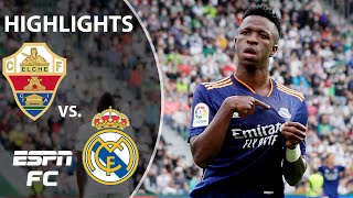 Vinicius Jr’s double powers Real Madrid past 10man Elche  LaLiga Highlights  ESPN FC [upl. by Pratt]