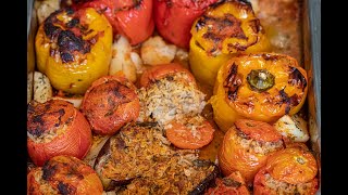 Gemista Greek Stuffed Tomatoes amp Peppers Classic Comfort Food [upl. by Stubstad]