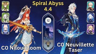 Spiral Abyss 44 Floor 12 9 Stars C0 Nilou BloomC0 Neuvillette Taser Genshin Impact [upl. by Lorin300]