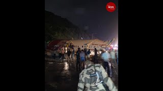 DubaiKozhikode Air India flight splits in two on Karipur runway many injured [upl. by Patricio]