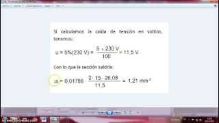CÁLCULO DE SECCIÓN DE CONDUCTORES POR CAÍDA DE TENSIÓN EN MONOFÁSICA CON F P 1 [upl. by Seniag803]
