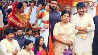 Telugu Super Star Chiranjeevi At Actress Karthika Nairs Wedding  Actress Radha Daughter Karthika [upl. by Kulda]