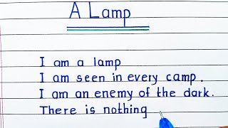 English Poem A Lamp  A lamp poem writing  A Lamp poem in English [upl. by Yrehc]