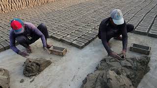 Soft mud brick manufacturing process Traditional claybrick field [upl. by Aissirac481]