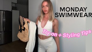 MONDAY SWIMWEARTry On  Styling TipsHow to wear from the beach to the eveningdiscount code [upl. by Grew]