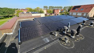 14 Zonnepanelen plaatsen 425wp platdak met leuk stuk timelapse [upl. by Galitea237]