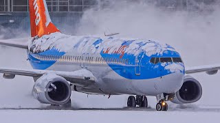 Spectacular Heavy SNOW Arrivals Departures amp DEicing  Plane Spotting at Vancouver YVR [upl. by Elleynod]