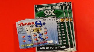 SOOD 1224 ACES AND 8s 5 EMERALD MINE 9X 3 Florida Lottery Scratch Tickets [upl. by Onid]