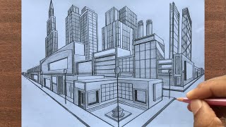 How to Draw a Town in TwoPoint Perspective [upl. by Kahlil689]