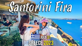 Santorini Greece Fira  Thira  2023 walking tour 4k with lots of detail shots [upl. by Ydnagrub]