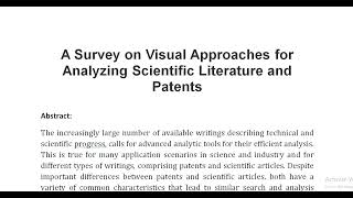 A Survey on Visual Approaches for Analyzing Scientific Literature and Patents [upl. by George]