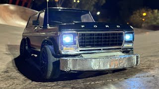 🔥 Ultimate Lowrider Ford Bronco RC Night Drifting Skatepark 6s [upl. by Haimrej]