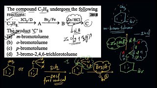 The compound C7H8 undergoes the following reactions the product C is [upl. by Orth]