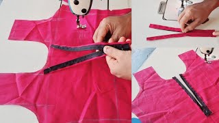 চেইন লাগানোর সহজ নিয়ম কামিজ  how to attach zipper to a dress [upl. by Novehs137]