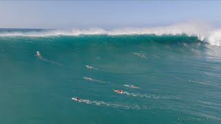 Surfing Massive Waves Waimea Bay Jan 22 2023 4K [upl. by Elyrehc]