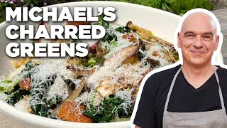 Michael Symons Charred Greens with Citrus Vinaigrette  Symon Dinners Cooking Out  Food Network [upl. by Hanover]