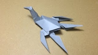 How to Make a Paper Dinosaur  Origami Plesiosaurus [upl. by Nafri]