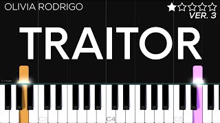 Olivia Rodrigo  Traitor  EASY Piano Tutorial [upl. by Esinel726]