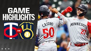 Twins vs Brewers Game Highlights 4324  MLB Highlights [upl. by Joacima]