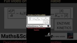 Derivation of Machealis Menten Equation learning Calm down and study Science [upl. by Urial822]