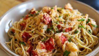 LOBSTER PASTA w LEMON BUTTER SAUCE  simple easy seafood pasta recipe  The Seasoned Skillet [upl. by Burgess888]