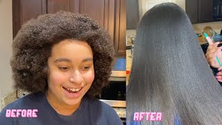 FROM CURLY TO STRAIGHT✨ Straightening Natural Hair Routine NO HEAT DAMAGE [upl. by Alicea]