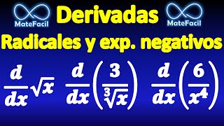 Ejemplos de derivadas Parte 3 raices exponentes negativos y fraccionarios [upl. by Samuela]