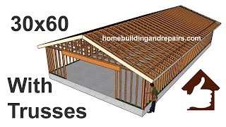 How To Frame And Build 30 x 60 Foot Garage With Gable Roof Trusses  Construction Education [upl. by Anaert]