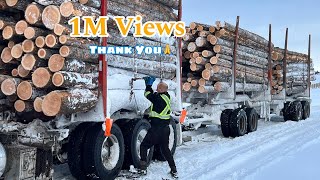 🇵🇭🇨🇦A Day In The Life Of A Log Truck Driver In The Icy Mountains A 13 Hours JourneyLogging Trucks [upl. by Hteb624]