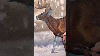 Enjoy this oil painting progress of a whitetail buck jumping a fence on a frosty morning❄️🦌 paint [upl. by Llerehc]