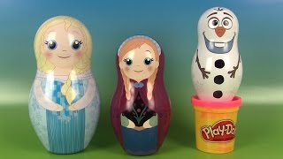 Reine des neiges poupées gigognes Frozen Nesting Dolls Œufs surprise en play doh [upl. by Neelya]