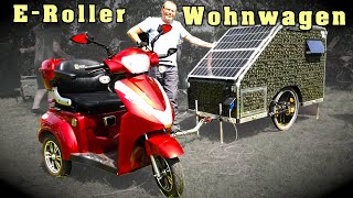 25kmh ElektroTrikeRoller als Zugfahrzeug für einen Fahrradwohnwagen [upl. by Nnayllehs]