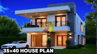 35x40 House Plan Open Kitchen Master Bedroom Suite amp Balcony 35×40 Naksha [upl. by Nalniuq]