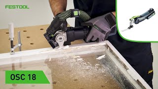 OSC 18 Remove window putty and carpet adhesive Festool TV [upl. by Nnaeinahpets]