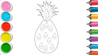 Easy pineapple🍍drawing for kids and toddlers  learn how to draw pineapple step by step [upl. by Nilad901]