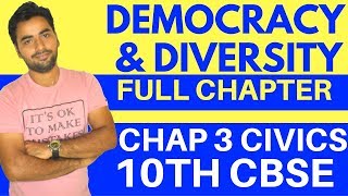 DEMOCRACY AND DIVERSITY FULL CHAPTER  CLASS 10 CBSE CIVICS [upl. by Eybba462]