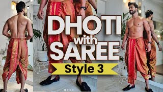 How to wear a dhoti with Saree Style 3 [upl. by Nnyleimaj797]