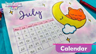 DIY  JULY Calendar  Bullet journal decoration organization ideas [upl. by Armat]