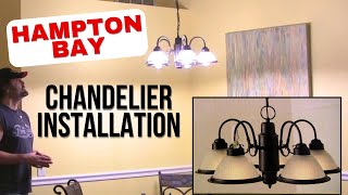 Hampton Bay Chandelier Installation DIY [upl. by Hgielar]